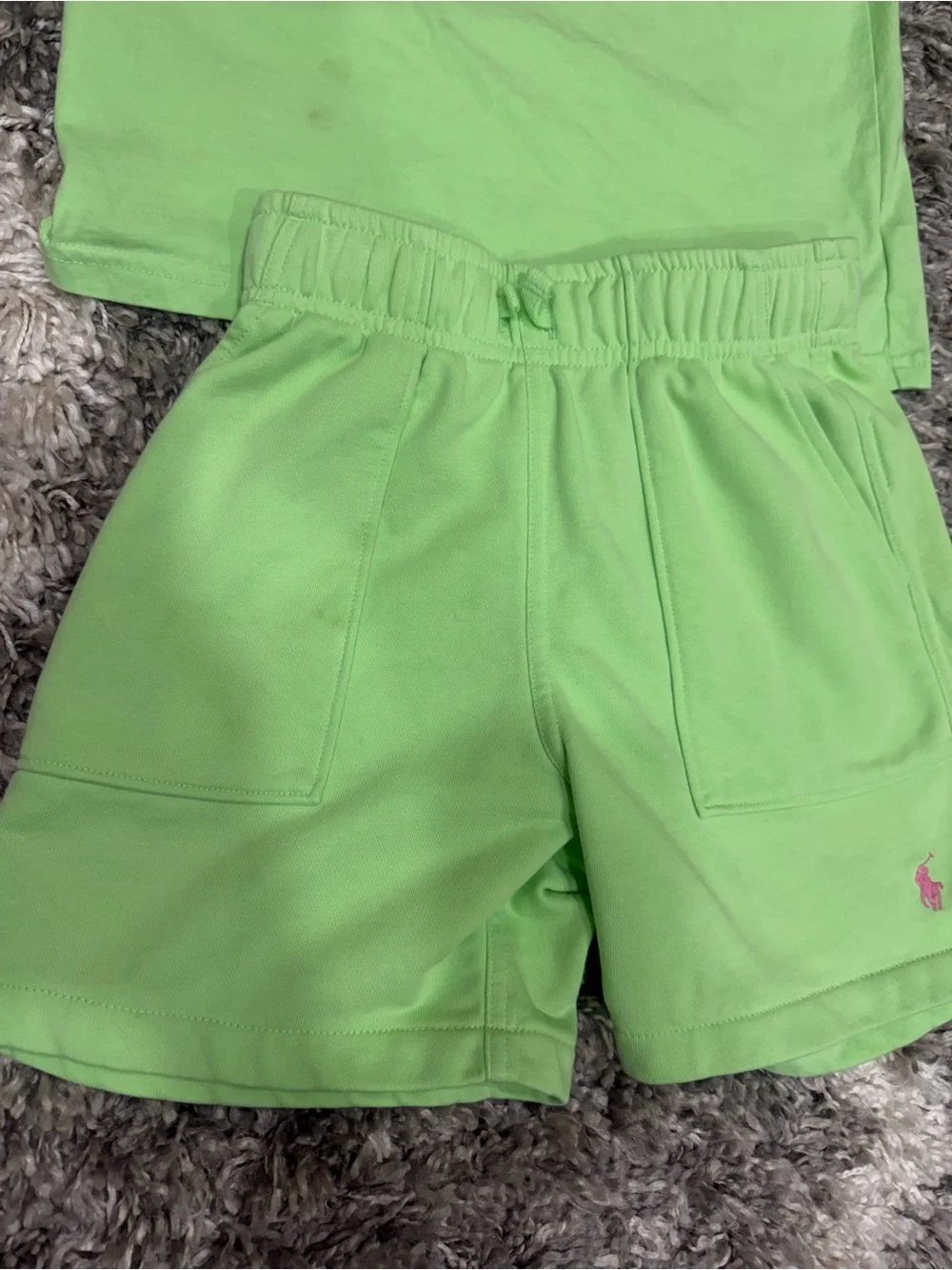 Ralph Lauren Neon Green Pocket Tee & Shorts Set